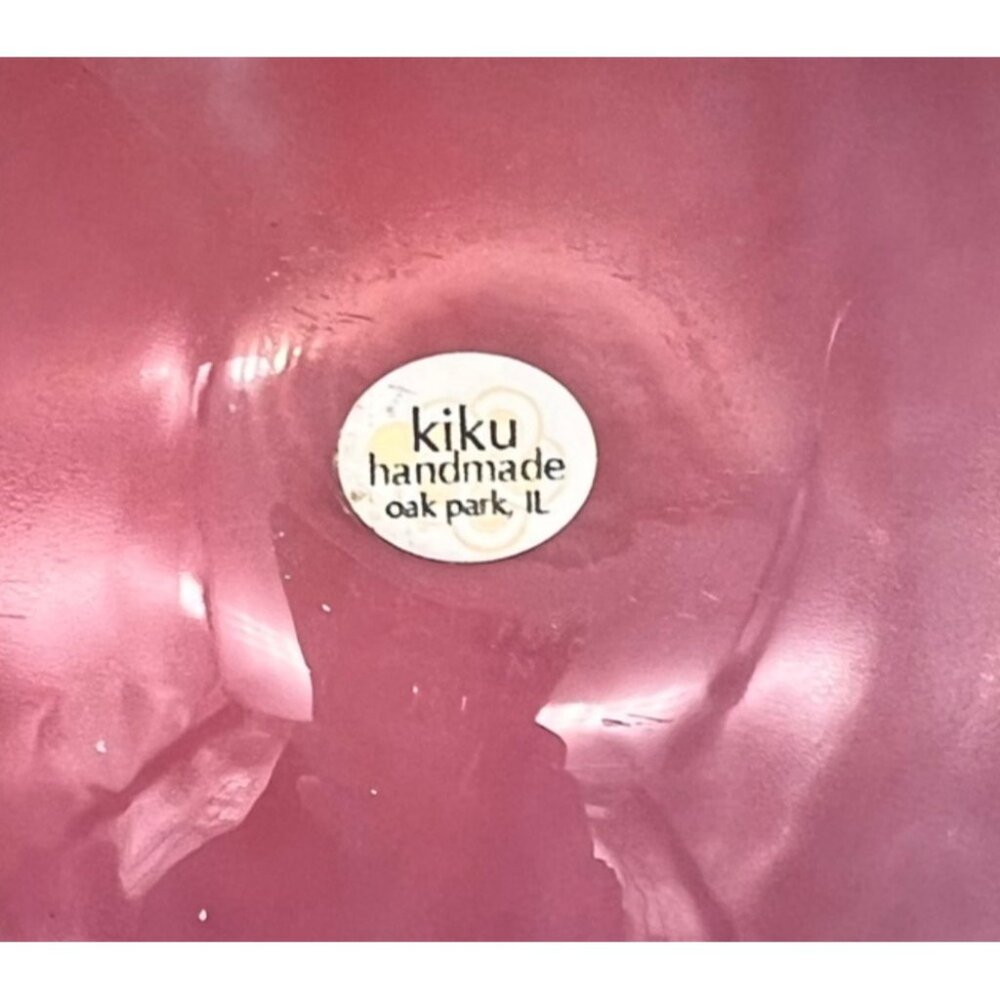 Kiku Handmade Fused Glass Bowl With Pink Cherry Blossom Design 5"Diameter - Picture 7 of 7